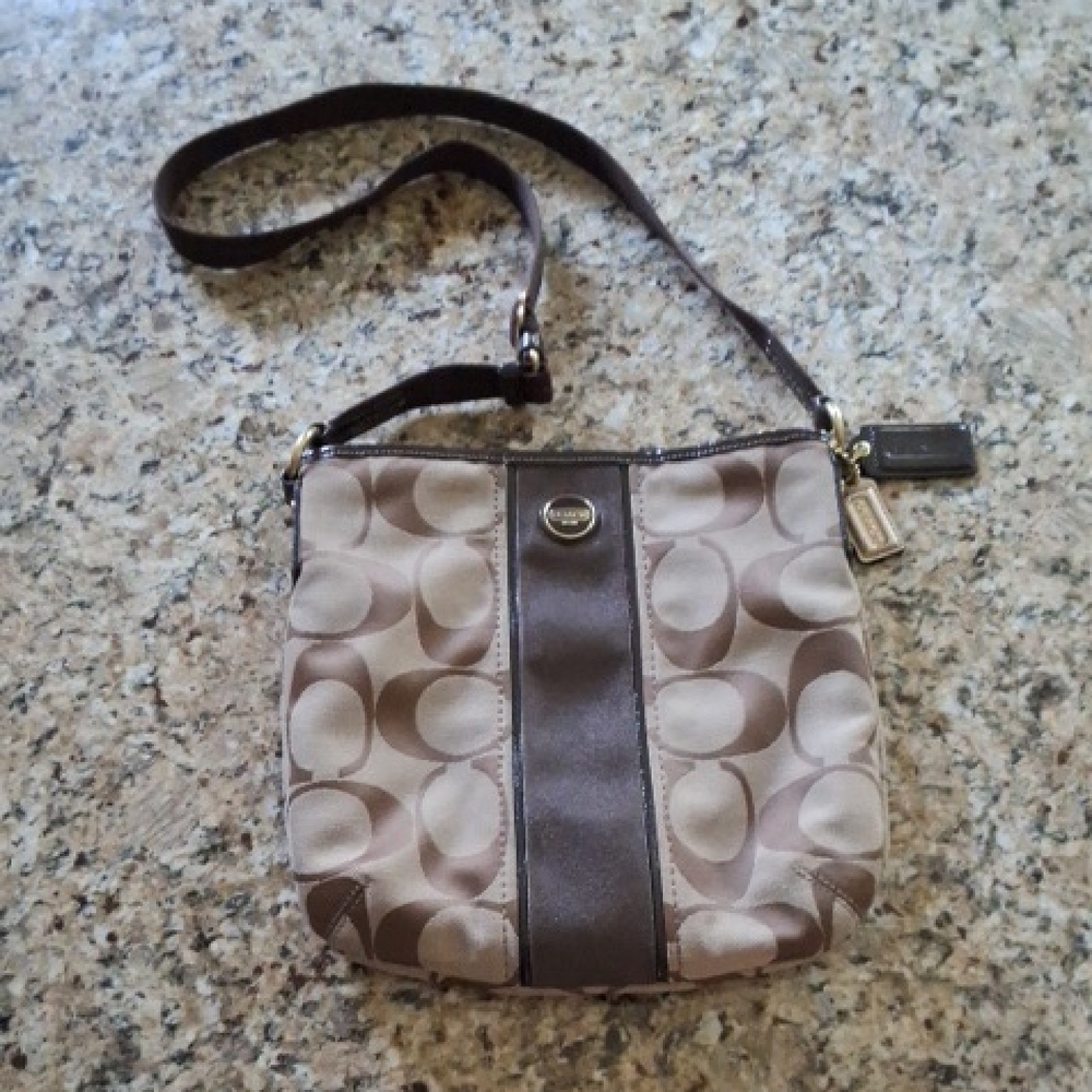 Coach Elegant Tan and Brown Crossbody Bag